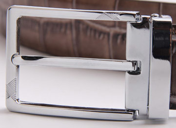 Crocodile Grain Mens Leather Dress Belt FK12056 With Zinc Alloy Buckle