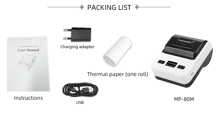 80mm USB Thermal Printer Wireless Bluetooth 3 Inch Portable for Android ICONS Printing