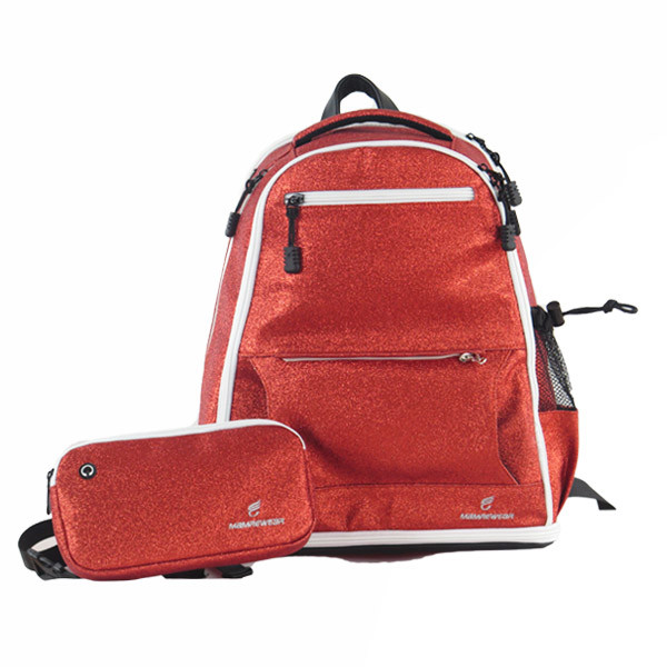Beautiful Red Color Girls Sequin Rucksack , Cheerleader Rucksack Zipper Closure