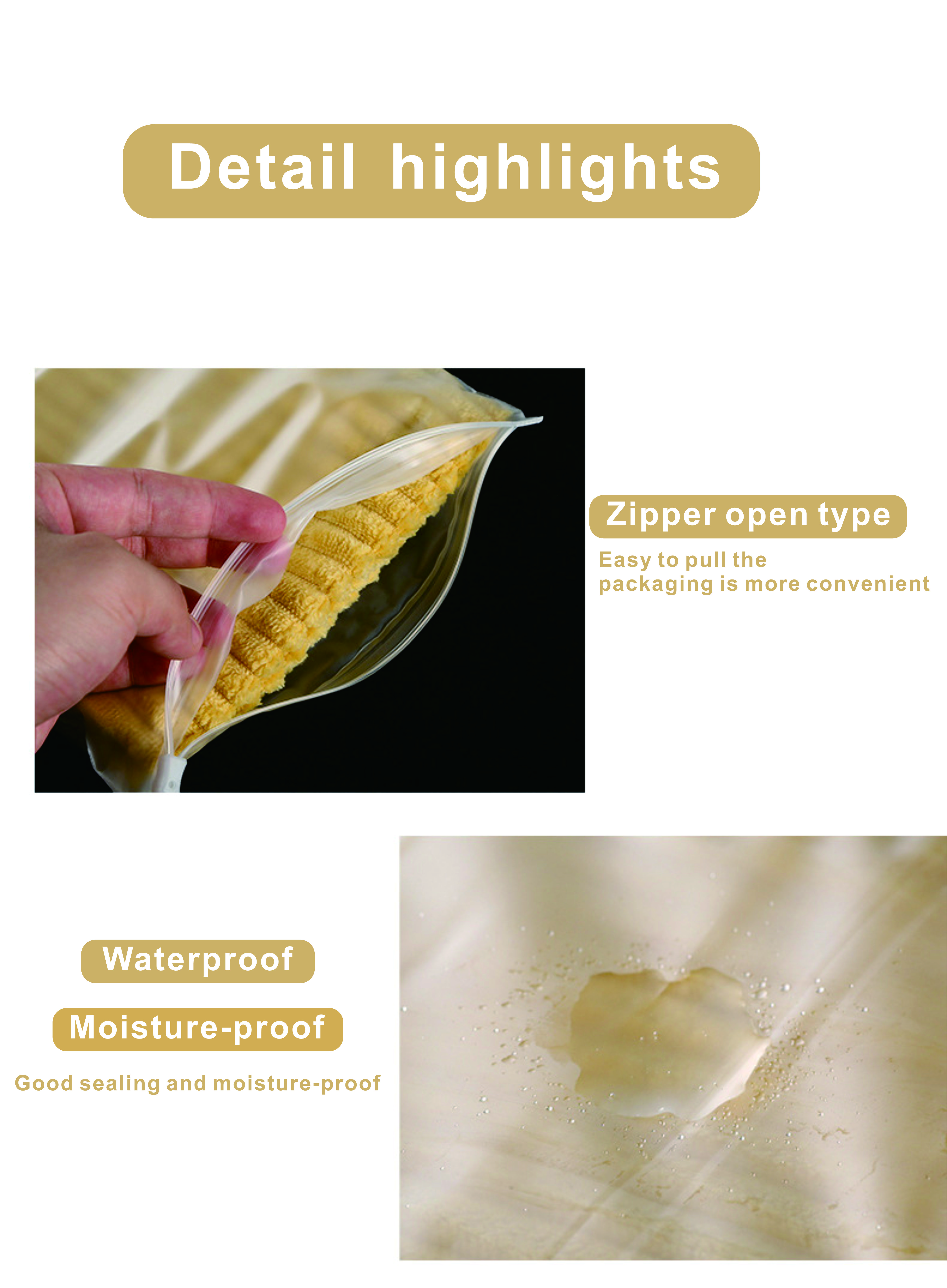 LDPE CPE/EVA/PVC Eco-friendly Zip Lock Clothing Plastic Zipper Bag with Venting Hole