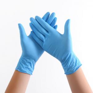 blue Nitrile Medical Examination Gloves / Nitrile Exam Gloves Powder Free