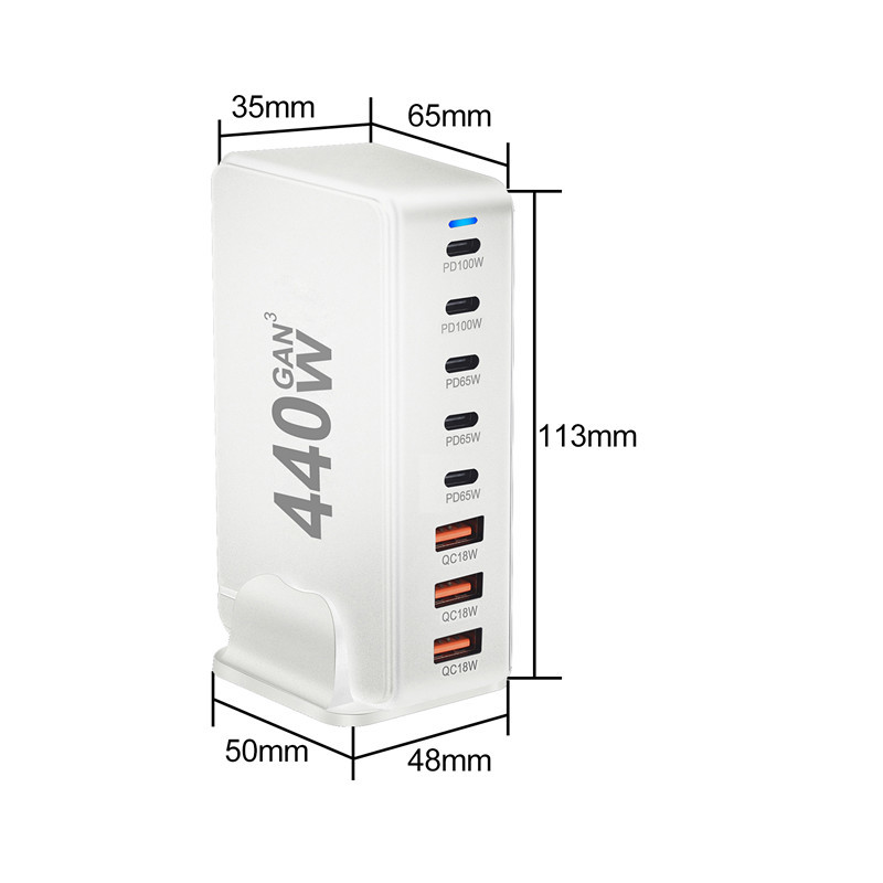 440W GaN Fast Charger 8 Port USB HUB PD/PPS Support for Laptop/Table/Smart Phone