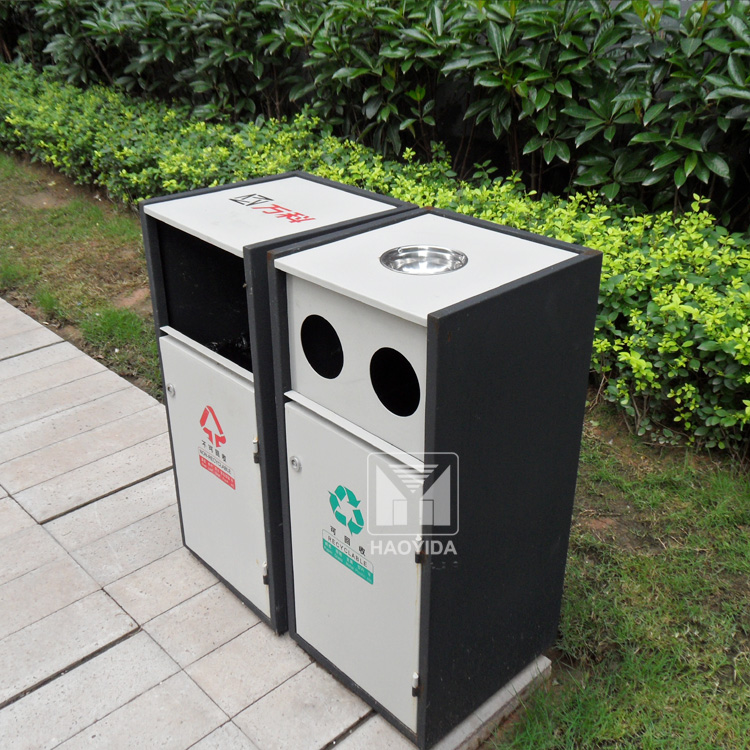 Street Furnitures 350mm 60L Double Compartment Trash Can