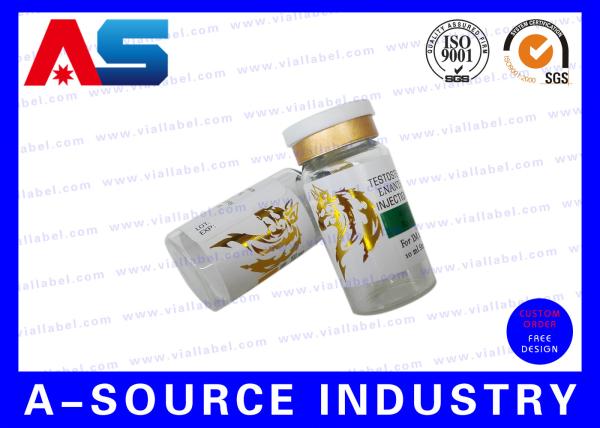 Pharmaceutical Labels 10mL Glossy Gold Foil Embossing Printing Of Sterile Glass