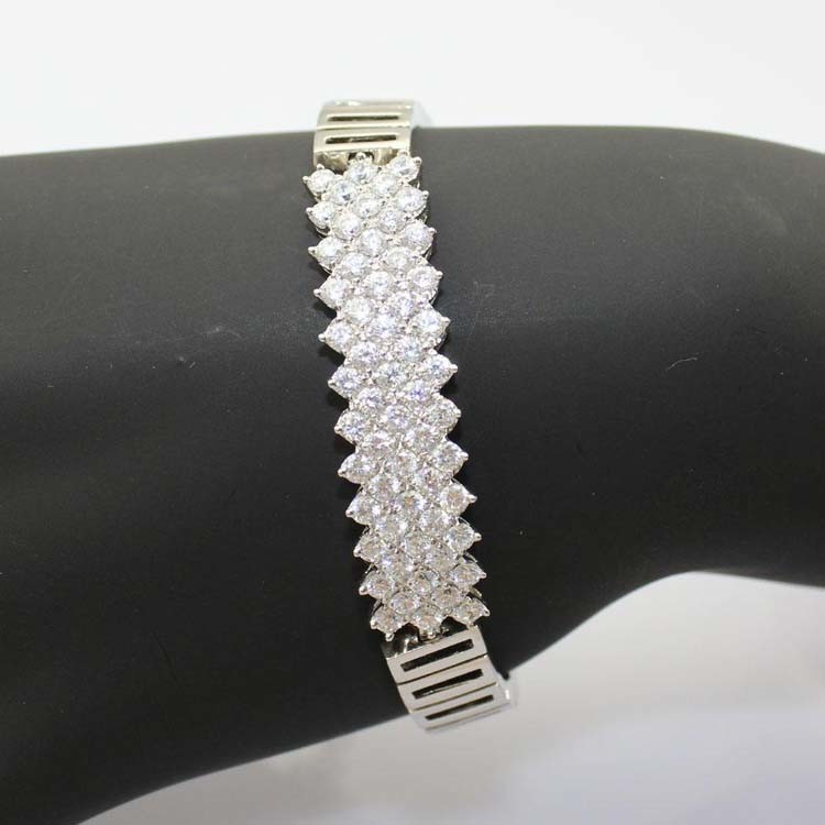 925 Silver Silver Link Bracelet Clear Cubic Zircon Tennis Bracelet (YAQS005)