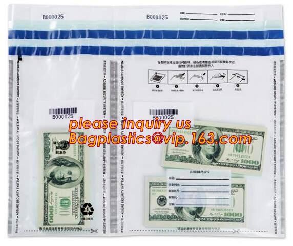 Security plastic bag with adhesive tape for cash, plastic money bag, Security Money Cash Bag For Airport/Bank and police