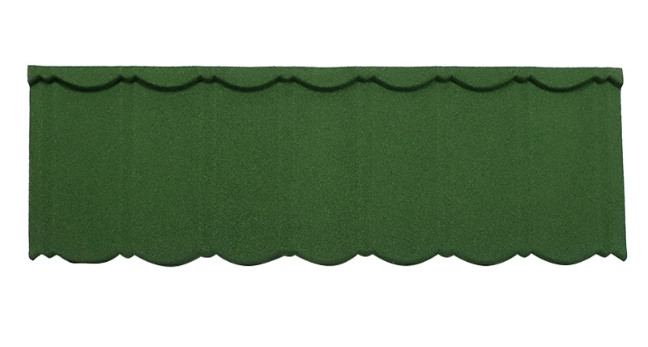 Frost Green Color Stone Coated Bond Tile 0.40mmBMT AZ70 Stone Coated Metal Tile 50 years Warranty Wave Tiles