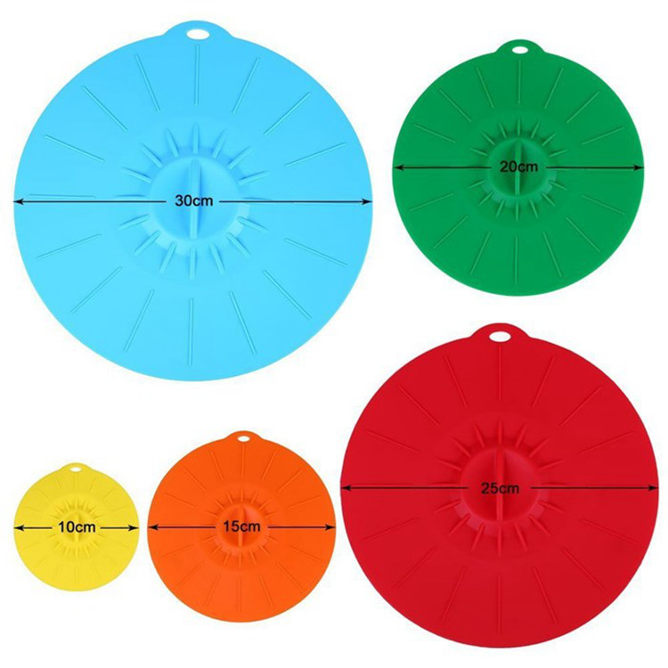 5Pcs Food Grade Reusable Silicone Food Fresh Cover Suction Lid For Bowls Cups