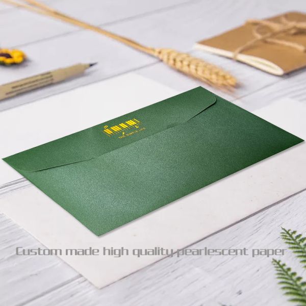 Glossy Art Paper Fluorescence Green Gift Envelope Customized Printing