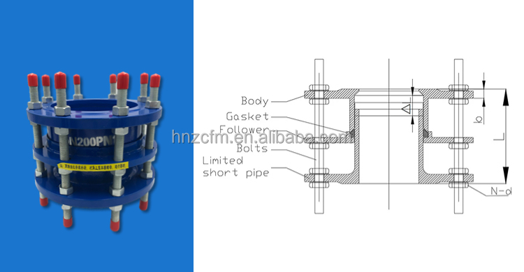 DN65-DN3200mm 1200mm 200mm Dismantling Joint C2f Valve Fittings Expansion Compensator