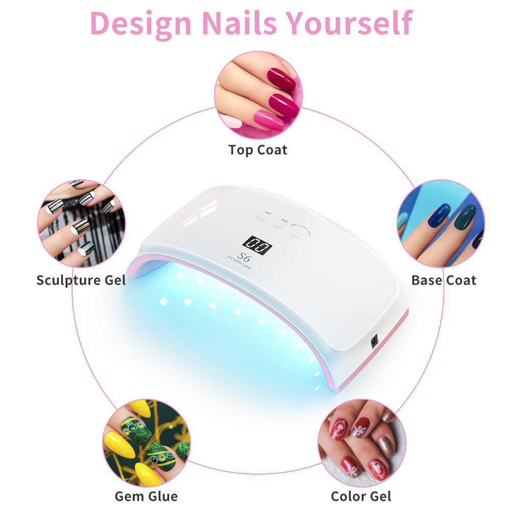 2 In 1 UV LED Nail Dryer 42W Gel Polish Curling Lamp With Multi Timer Display