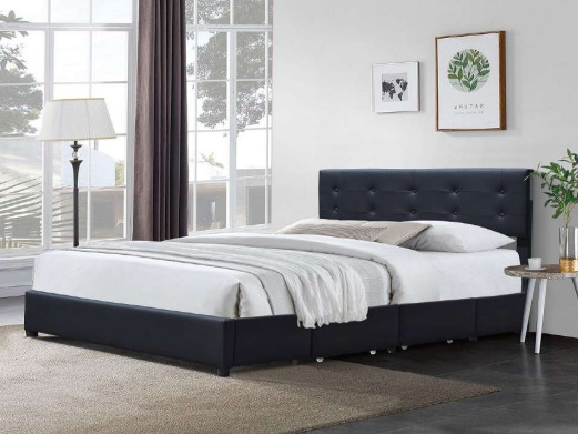 Modern PU Leather Storage Bed Frame With Hiddenable Slide Drawers