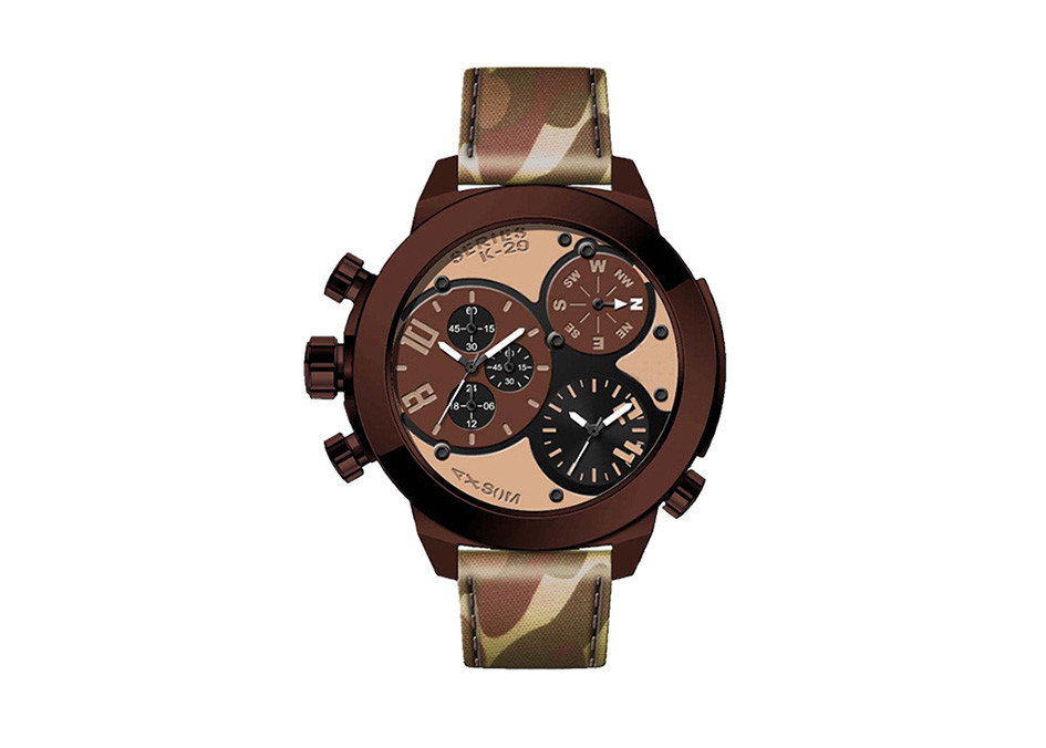 Genuine Leather Band Alloy Quartz Wrist Watch Multifunction 3 Hands Water Resistant