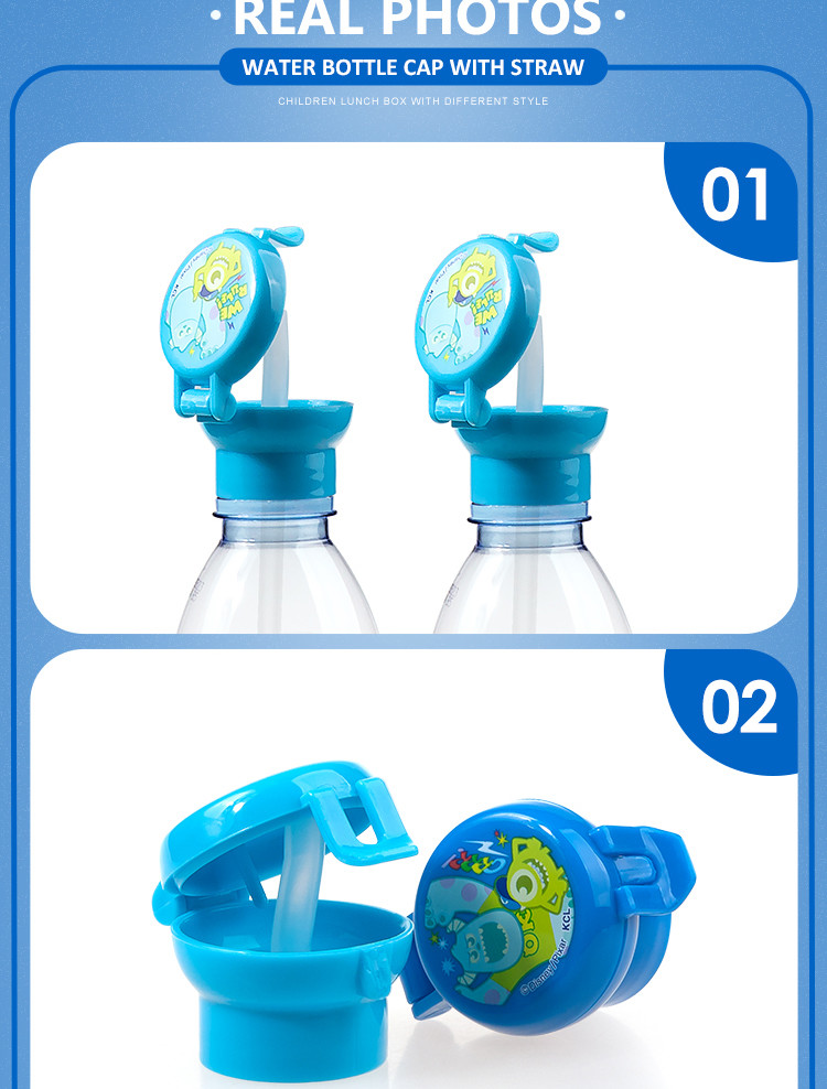 Wholesale Cartoon design child resistance cap cute plastic water bottle caps with straw