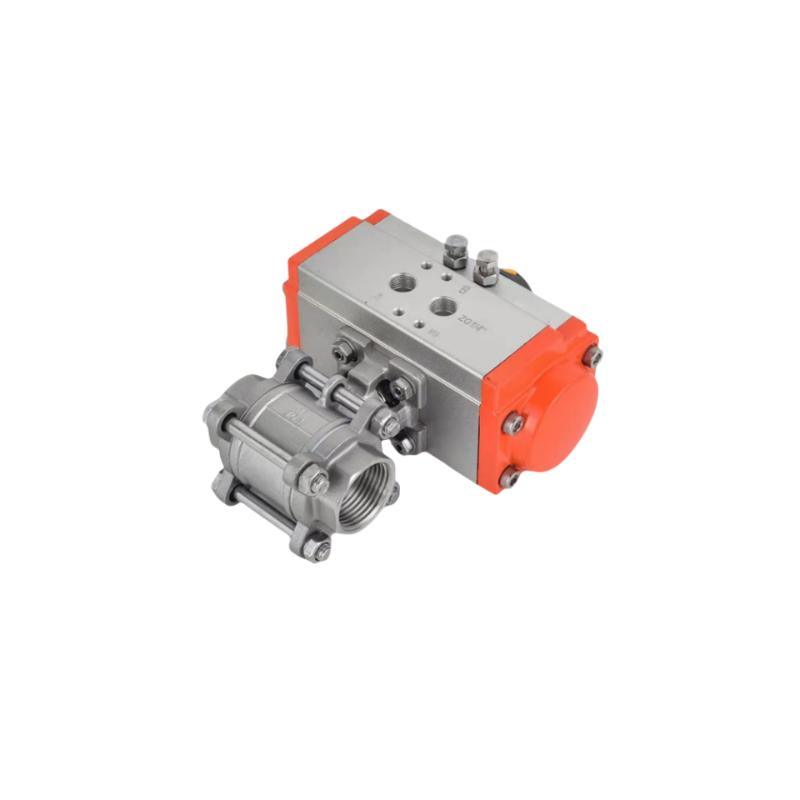 Cast Steel Pneumatic 3PC Threaded Ball Valve for Water Industrial