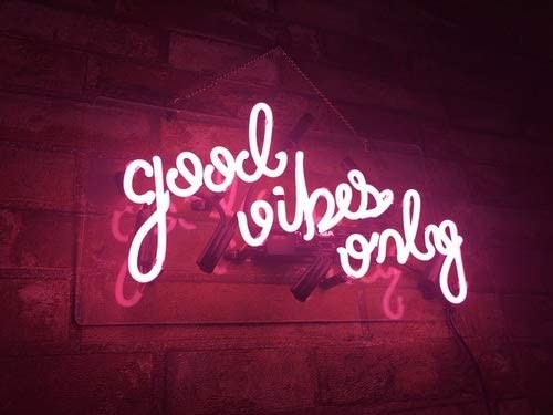 Realwell Pink Good Vibes Only Neon Sign Wall Decor for Room Bar Shop Restaurant Gift 14"x 9"