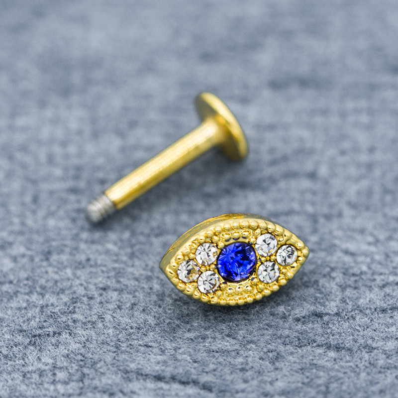 Surgical Steel Vertical Labret Jewellery 8mm Gold Plated Labret Studs