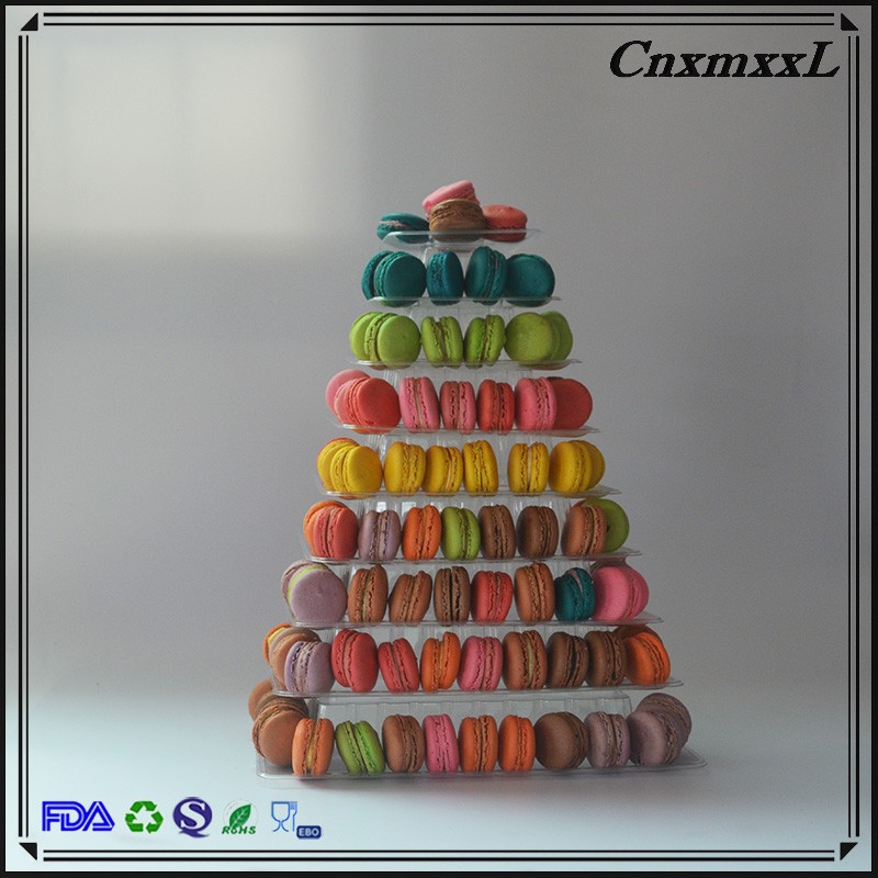 9 Layer Square 41cm Tall Plastic Macaron Packaging Blister Macaron Cone Tower