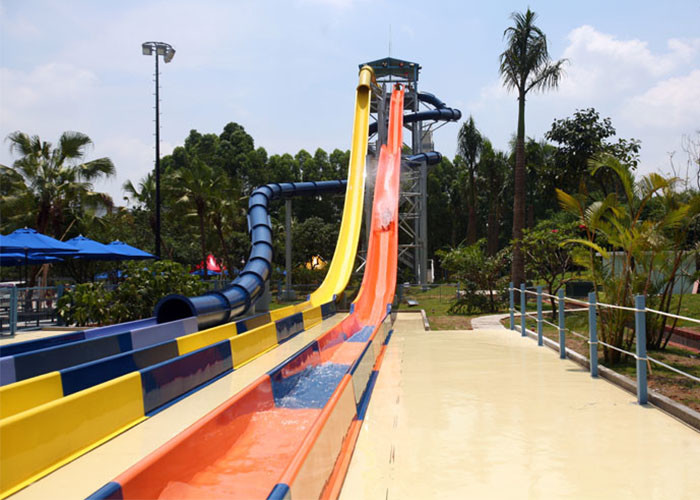 Race Side By Side Water Slide Multi Lane Fiberglass Customized Facility