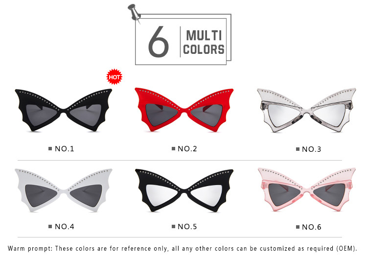 Oversized Women Bat Sharp Rivet Big Frame Sunglasses Personality Dance Party Glasses