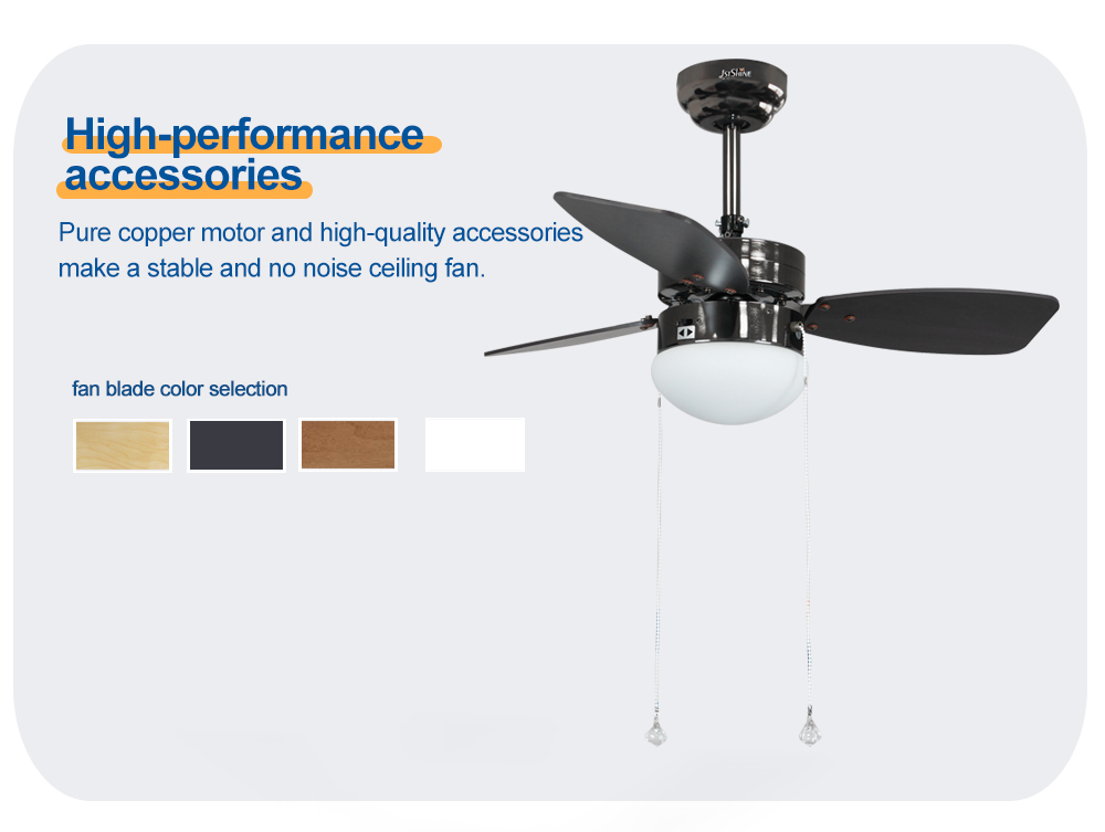Support Dimmer 30-inch Ceiling Fan with 3 MDF Blades and Pull Chain Light by 1stshine