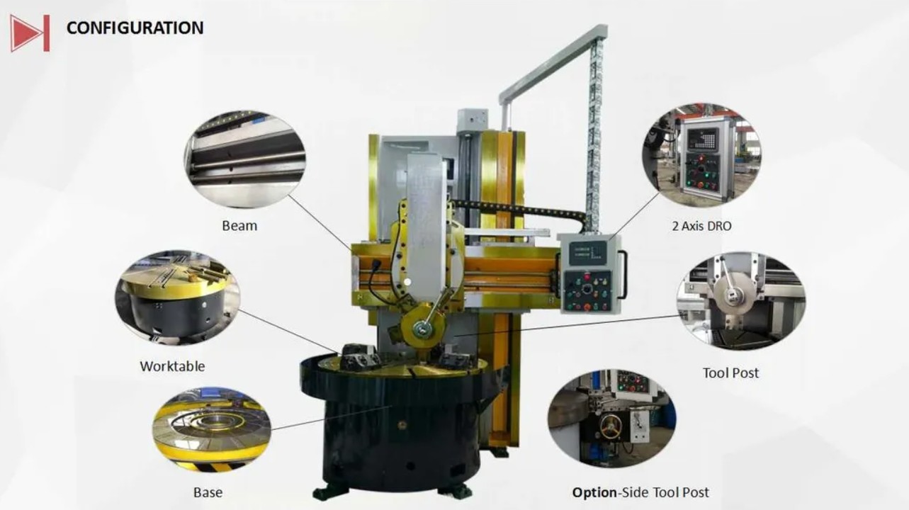 Metal Lathe Big Conventional Lathe Machine Tools Accurate 3-Jaw Chuck Vertical Lathe