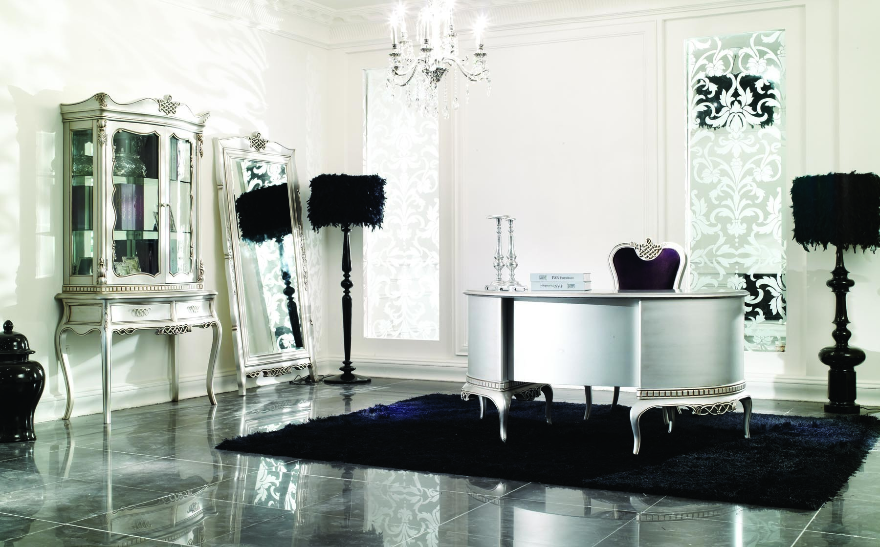 ISO14001 Luxury Classic Office Table Solid Wood Computer Table