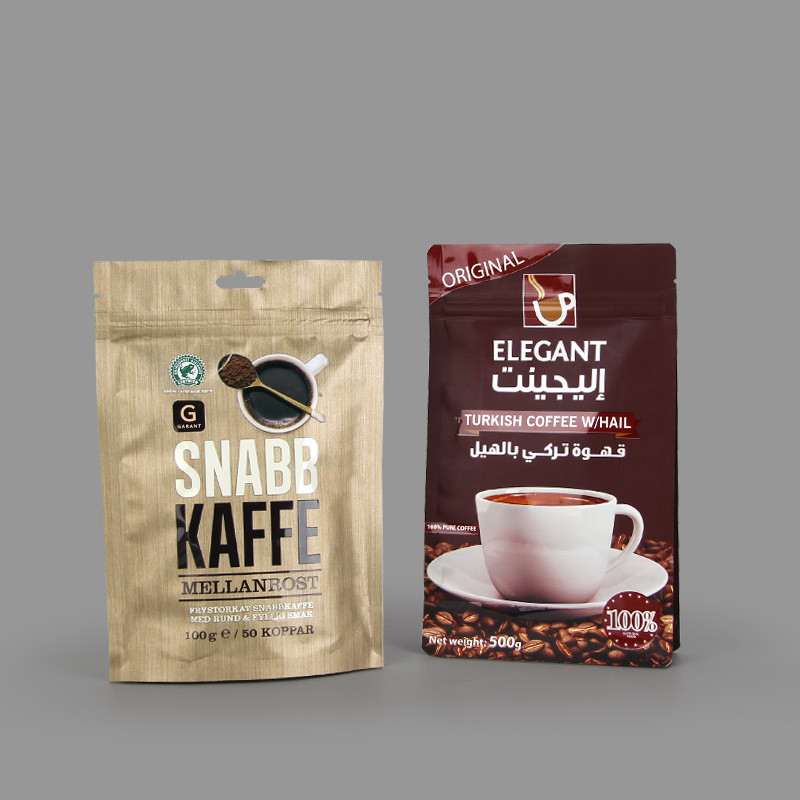 Custom Smell Proof Biodegradable Flat Bottom Bags Eco Friendly Paper Coffee Bean Packaging Bag With Zipper Valve And Tin