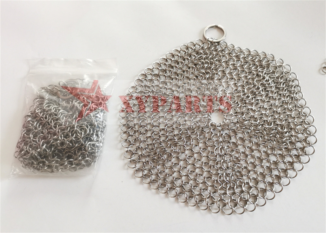Customizable 7x7inch Chain Mail Cast Iron Cleaner Rust Resistance