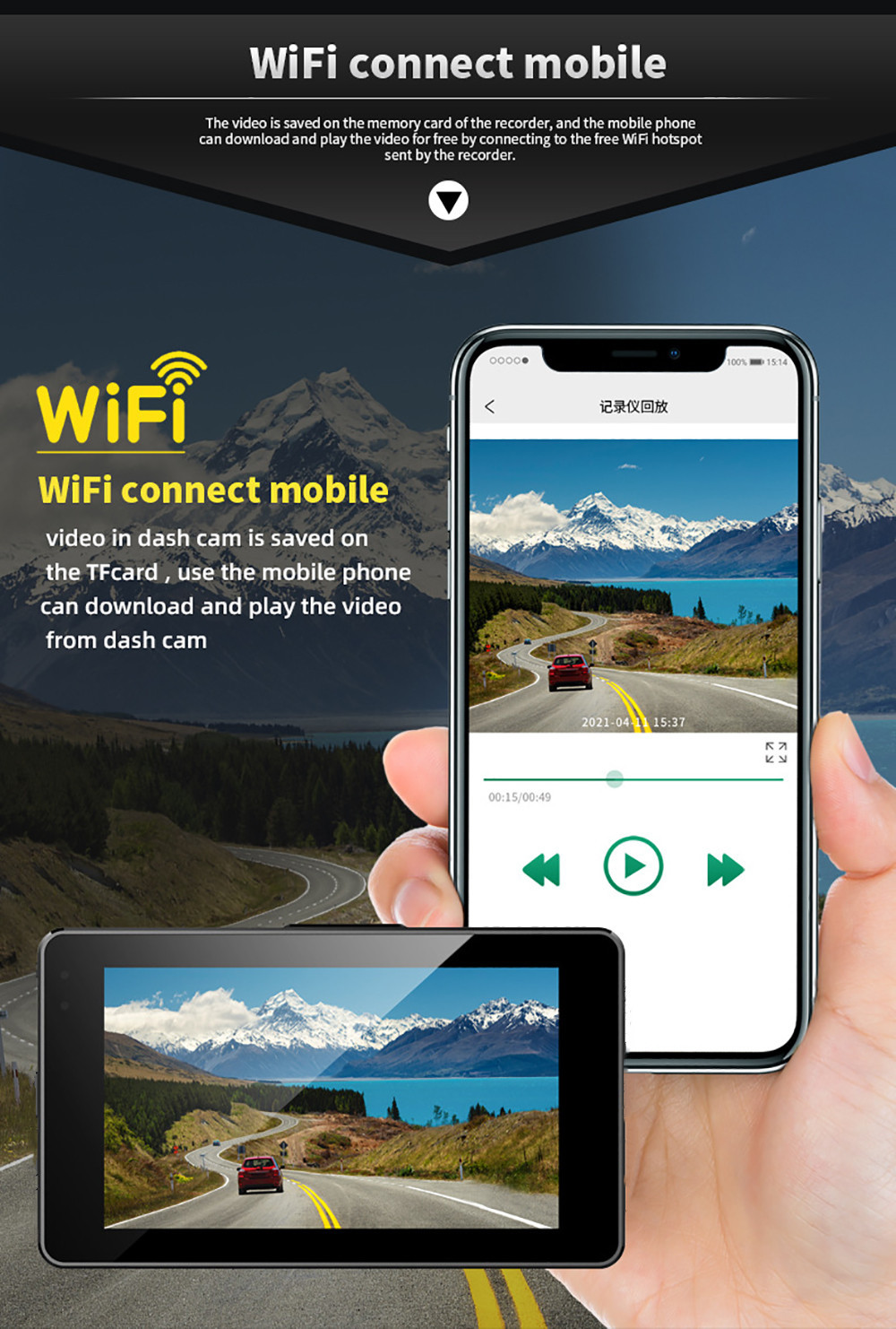 XINLIHANG 3inch Hd WIFI Security 4K GPS Dash Cam Cameras For Cars Dual Lens