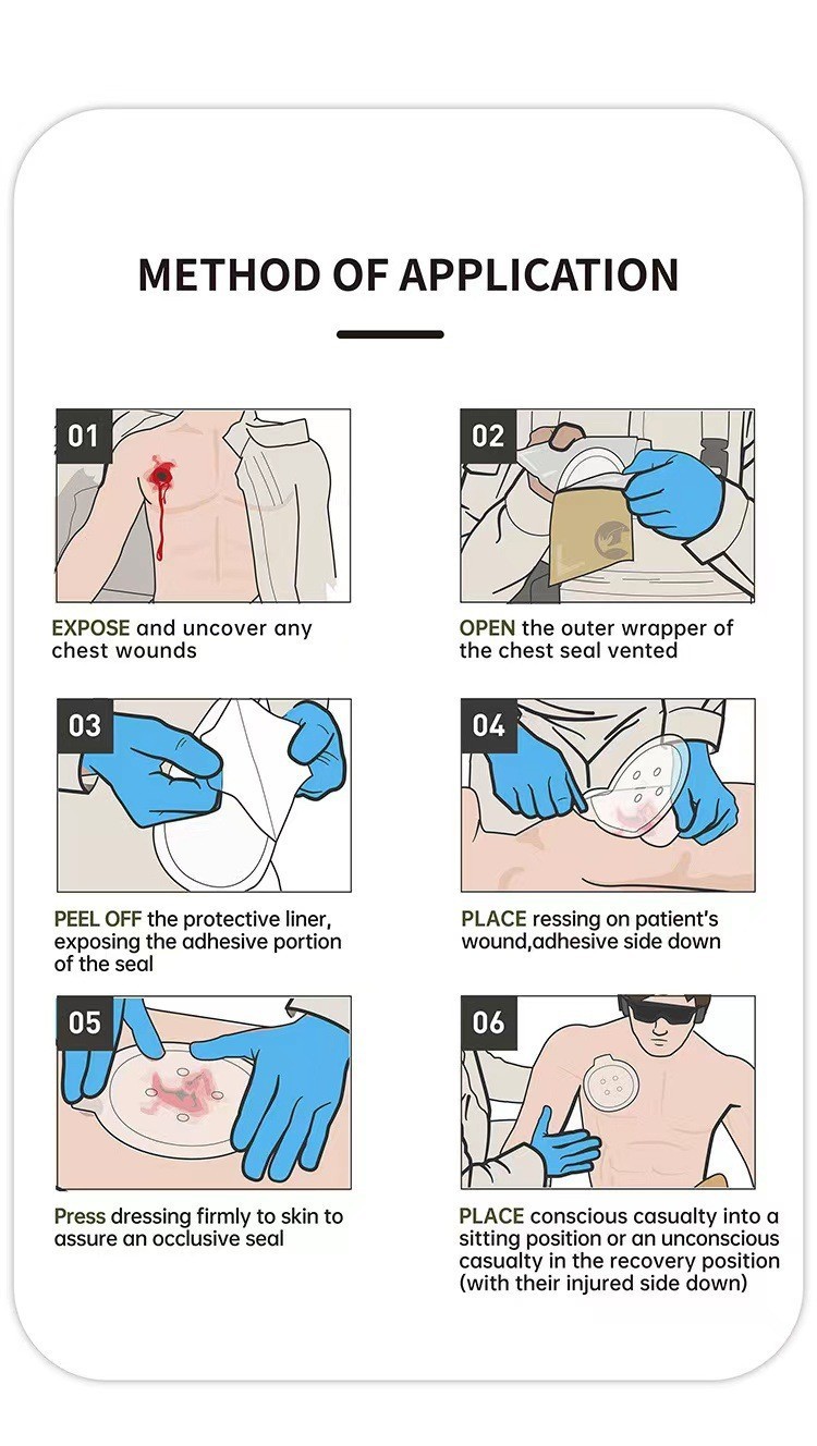 40g First Aid Supplies Medical Chest Seal Vented Quick Useful Wound Emergency Dressing