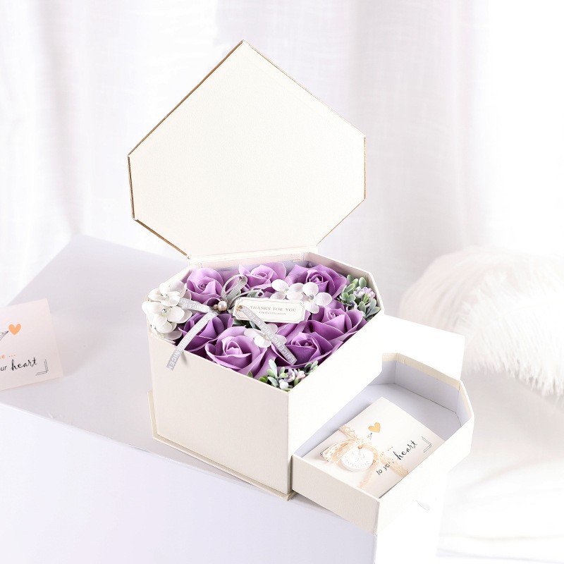 Custom 20x12 Flower Bouquet Box Black Diamond Shaped Jewelry Chocolate Gift With Drawer