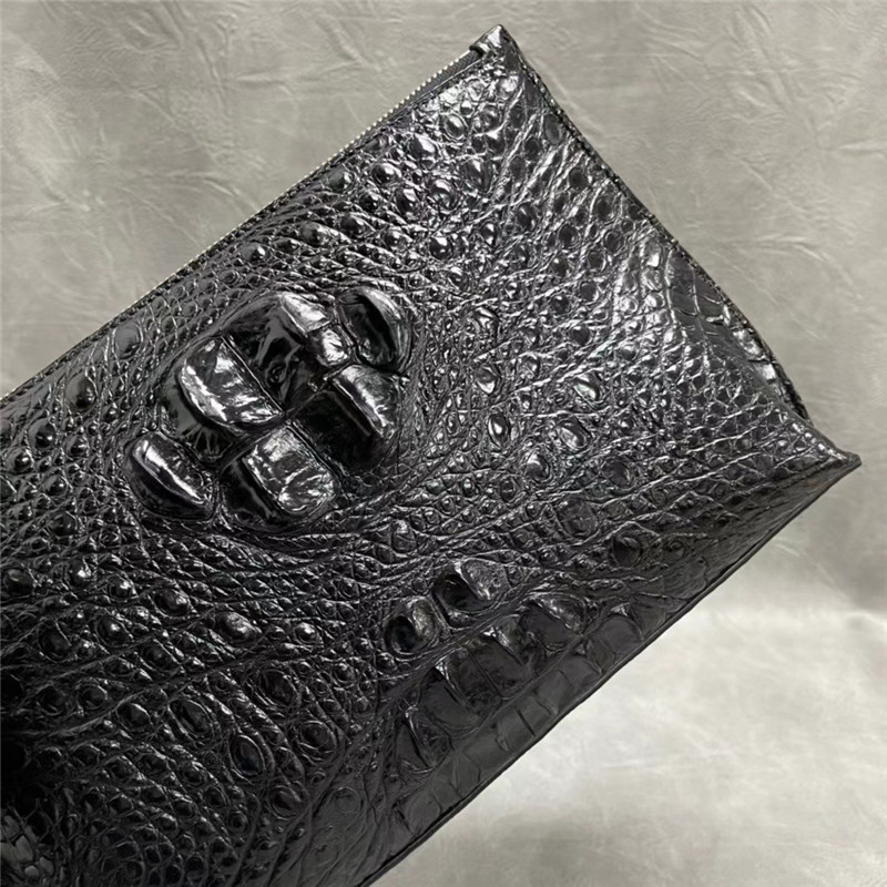 Authentic Real True Alligator Leather Men's Wristlets Clutch Bag Genuine Exotic Crocodile Skin Male Large ZIP Card Purse