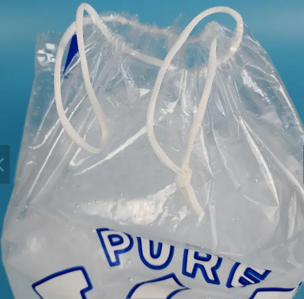 Recycle Poly Plastic Ice Bags Drawstring LDPE Wicket Bag Ice Delivery