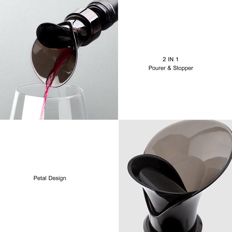 2 In 1 Flower Silicone Acrylic Wine Stopper And Pourer For Champagne