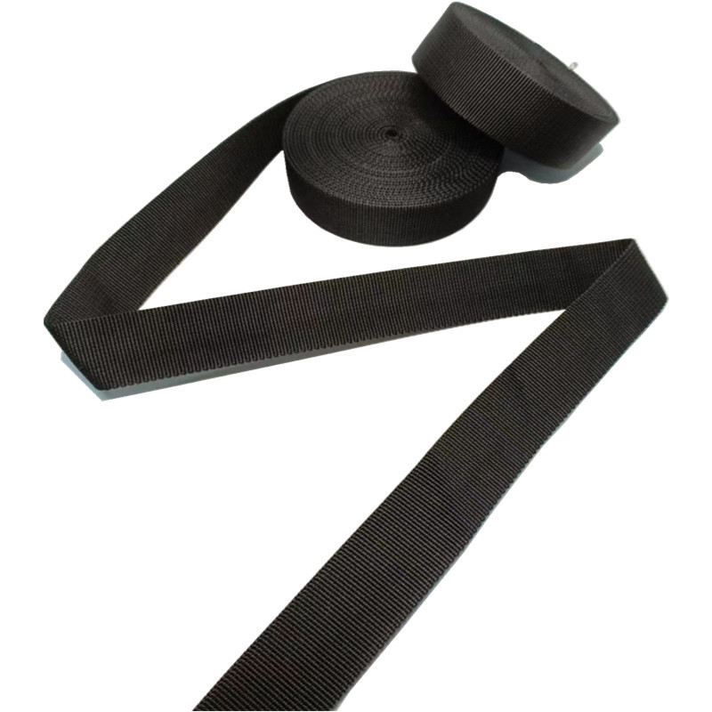 Black Plain Weave PP Webbing Polypropylene Thick Webbing For Backpack Diy Belt Bag