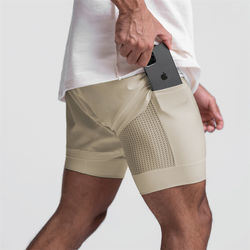 Wholesale Custom Mesh Sweat Compression 2 in 1 Print Designer Nylon Fitness Boxer Gym Workout Sports Cargo Running Men&prime;s Shorts