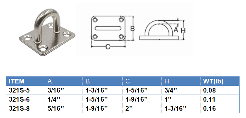 Rustproof Stainless Steel Square Eye Plate For Door Clasp And Wall Mount Hanging