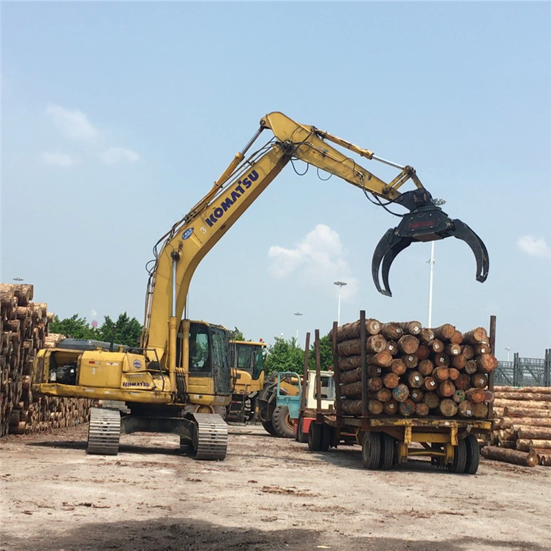 customizable Double cylinder 360 rotary hydraulic grapple telescopic arm clamp wood grab bucket for excavator
