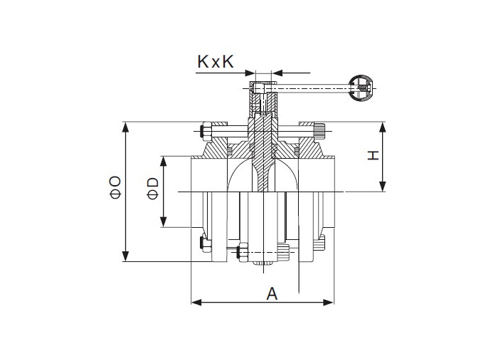 Dimension of Sanitary Three-piece Butterfly Valve – DIN Series