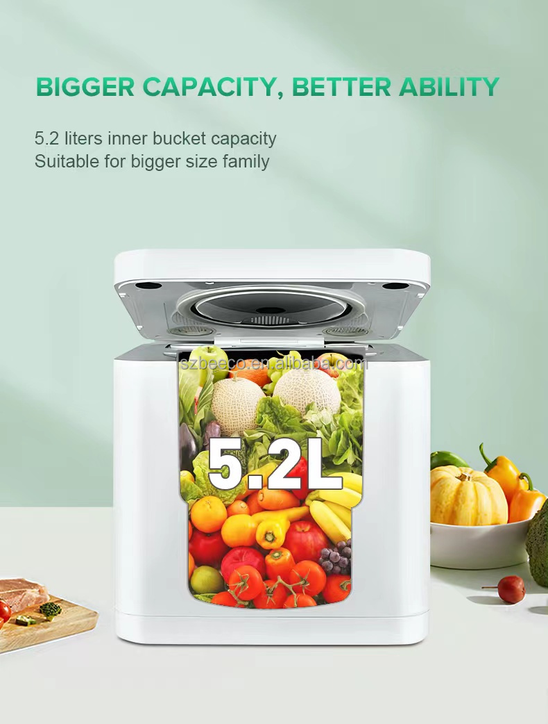 AI 5.2 Liters Tabletop Compost Machine Instant Kitchen Composter Low Noise With LCD Display