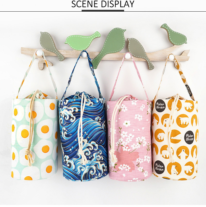 Recyclable Shoulder Strap H20CM Canvas Water Bottle Holder