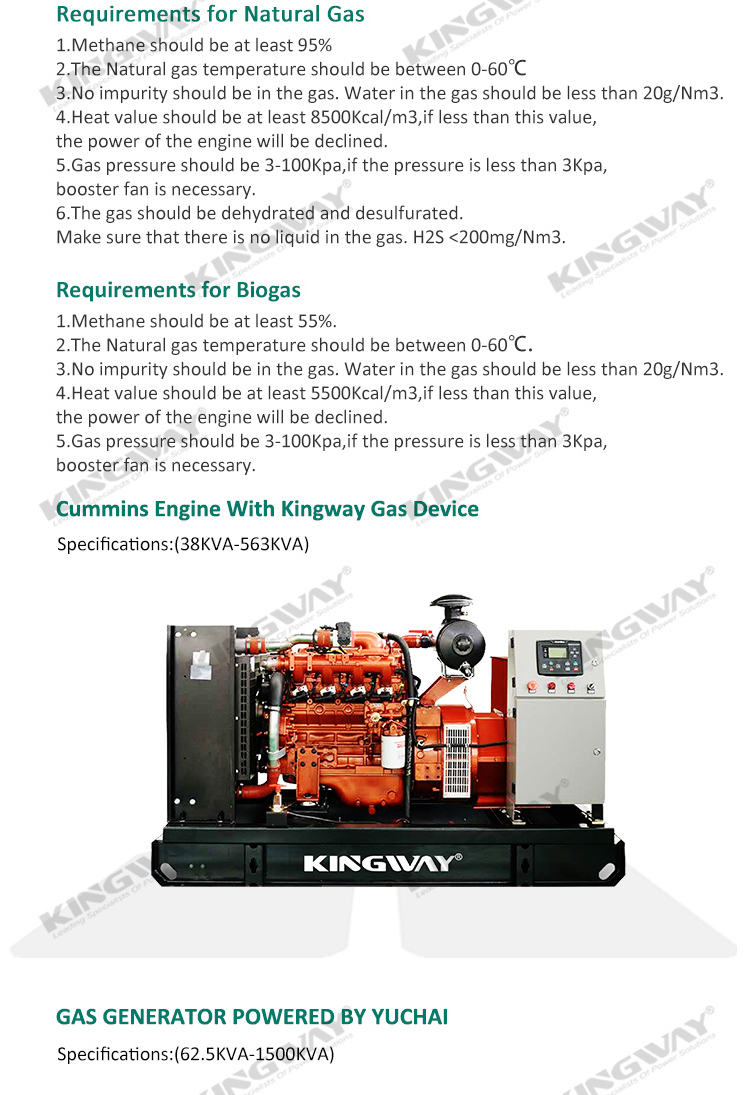 50HZ 60HZ 1500RPM 500KVA/400KW silent natural gas generators for factory