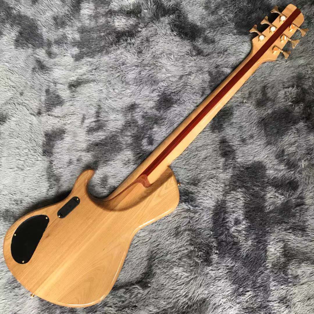 Custom Neck Throu Body Flamed Maple Top Ash Wood 6 Strings Guitar Bass with 940mm Scale Lengthen