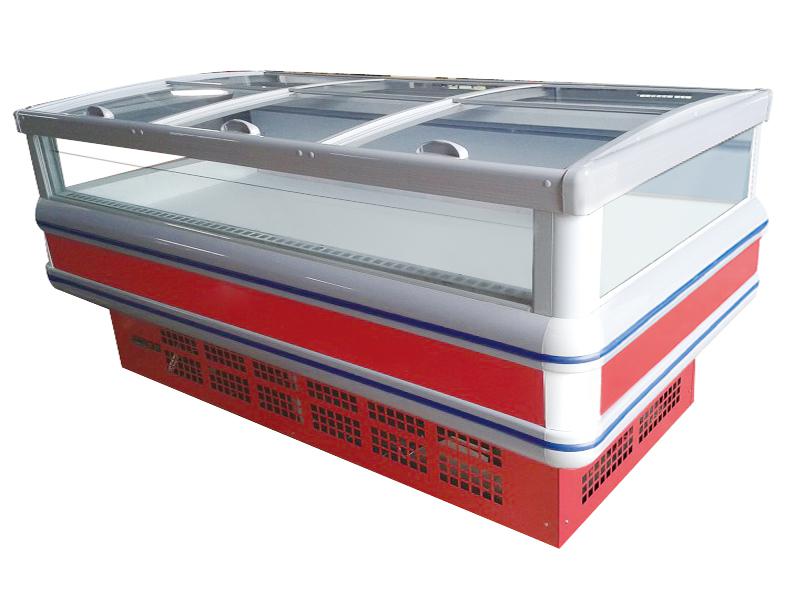 Refrigeration Condensing Unit Island Display Freezer With Night Curtain