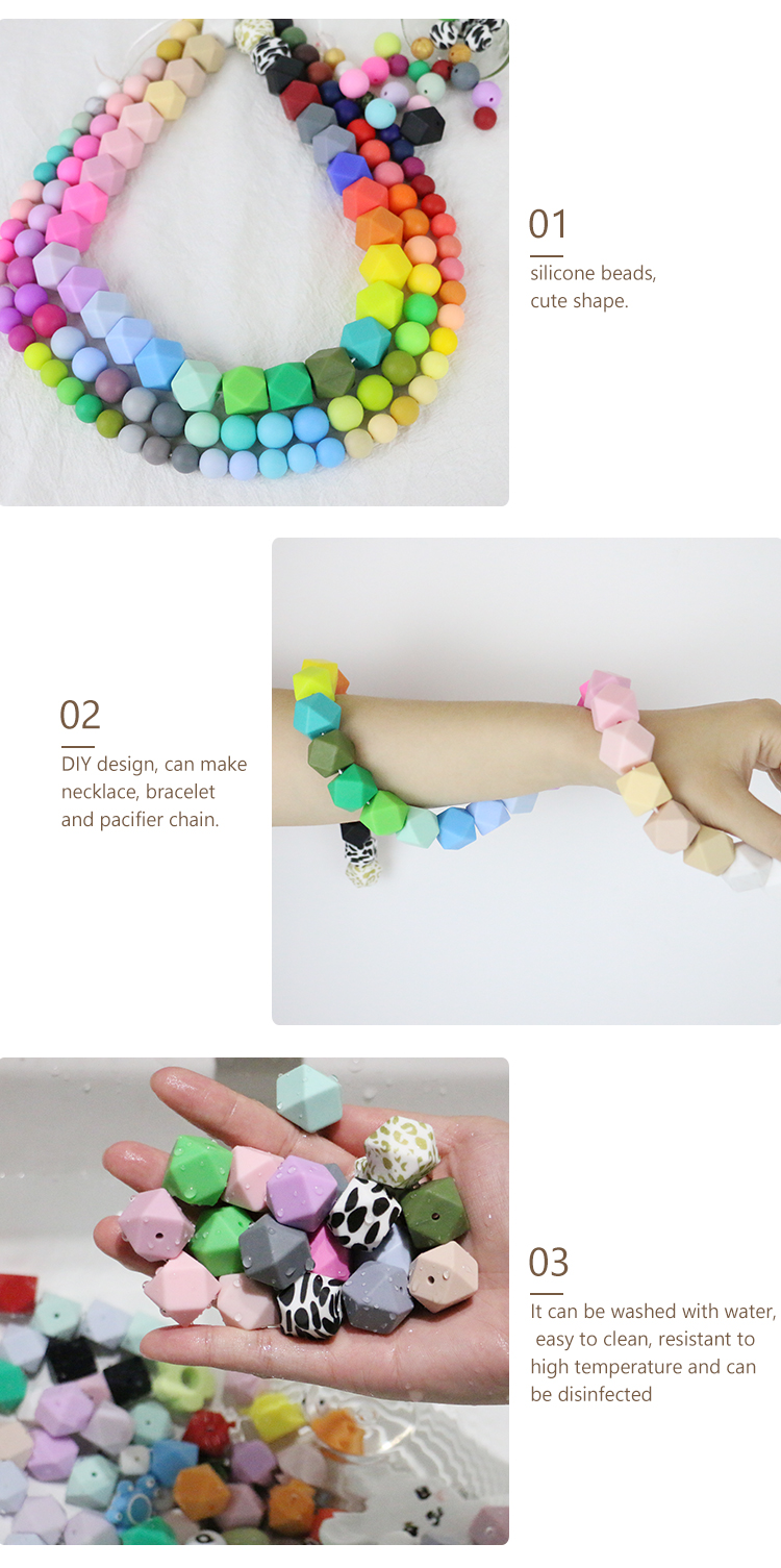 17mm Hexagon Silicone Teething Bead Eco Friendly Safety Chewable For Baby Teething