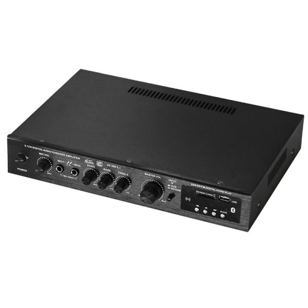 5.1CH 120W*2+25W*3 HIFI Power Amplifier with Optical Coaxial Input, BT 5.0, Super Bass, for Home Theater Karaoke Party