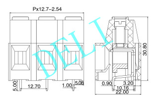 Electric Motor PCB Terminal Block 1000V/57A /65A DL136HT-XX-12.7 Brass Ni Plated Wire Cage