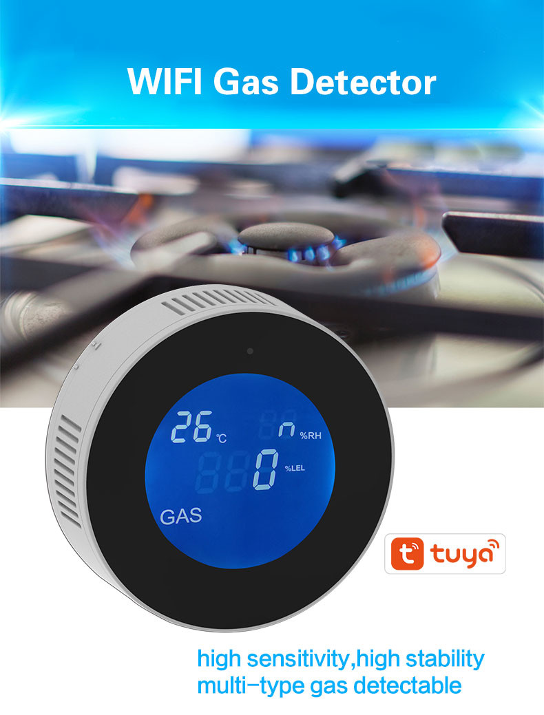 Home Alarm System Wi-Fi Tuya Led Digital Alarm Leak Detector Gas Sensor Gas Leak Detector