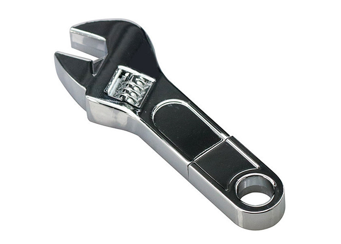 Silvery 64G 2.0 Metal USB Flash Drive Spanner Shape With Engrave Logo